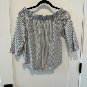 Off shoulder striped shirt